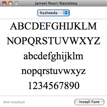 Installing Urdu and Arabi Font on Mac